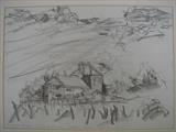 Higher Tregerthen ,Penwith [ plein air sketch /2010 ] by Judy Rodrigues, Drawing, Graphite on paper