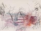 Meadow behind the Wellhouse by Judy Rodrigues, Drawing, charcoal/paint