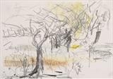 Olive tree in meadow by Judy Rodrigues, Drawing, Pastel on Paper